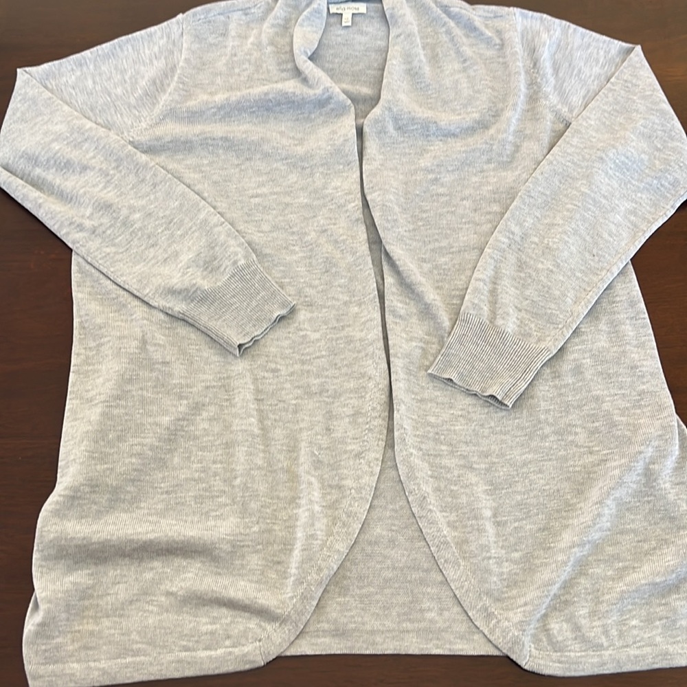 Ella Miss Heather Gray Long Open Front Cardigan Sweater - Picture 10 of 13